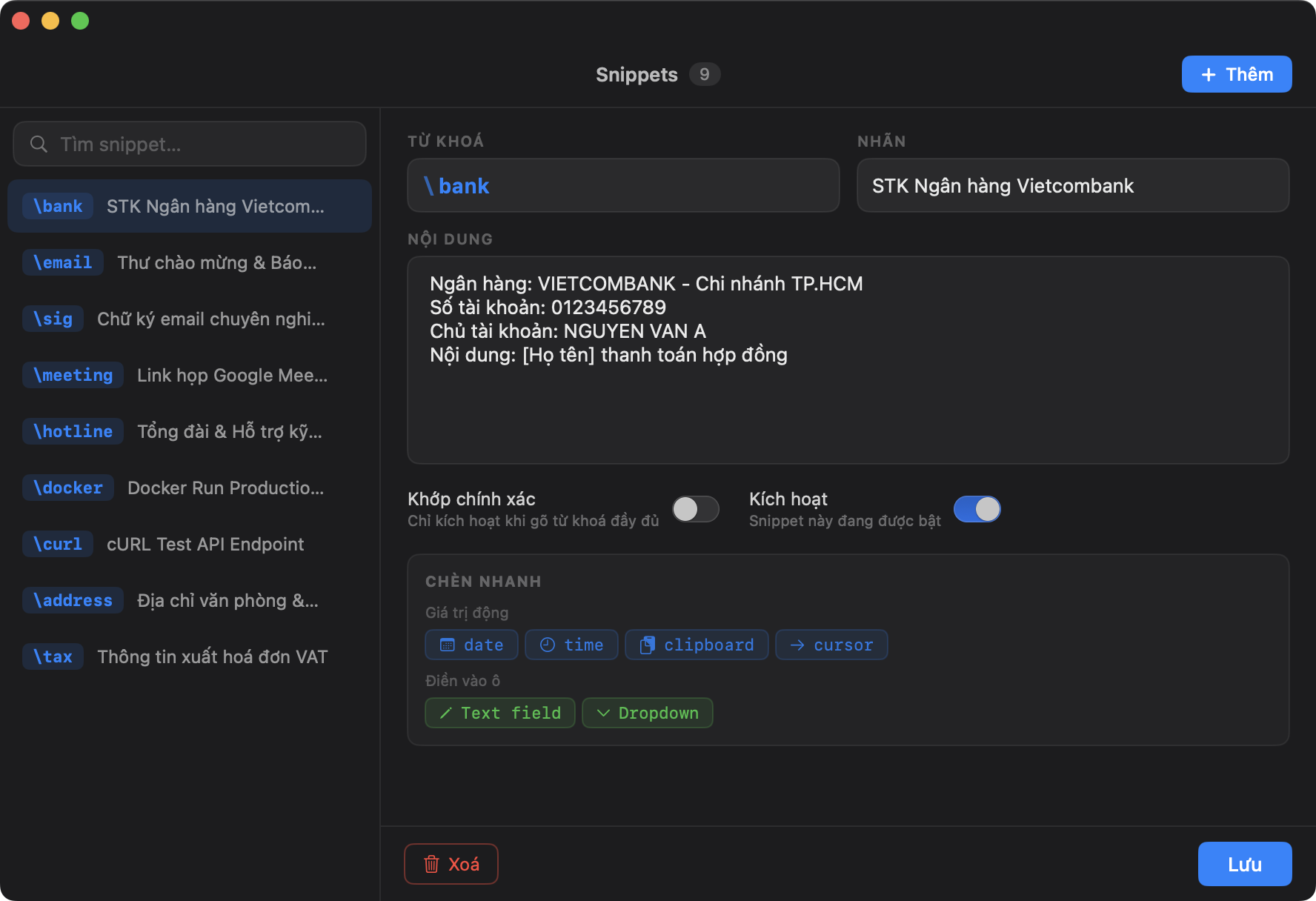 QuickMessage Manager Native Interface